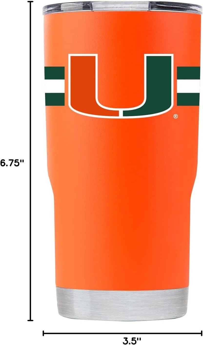 Gametime Sidekicks 20oz Miami Dark Orange Tumbler - Officially Licensed, 18/8 Stainless Steel, Double-walled, Vacuum-insulated, UV LED Printed Logos, Sweatless, Stays Hot/Cold - 360 Wrap - Image 6