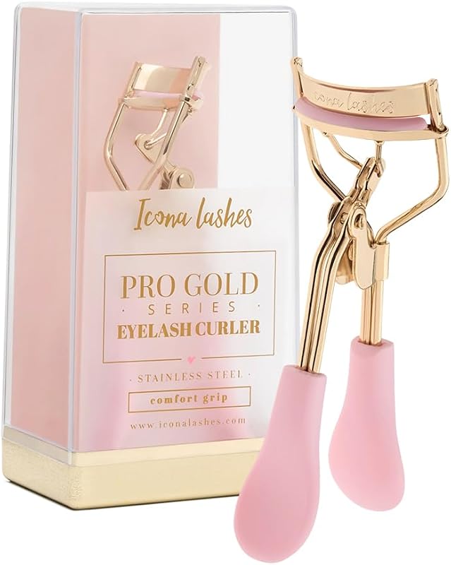 Eyelash Curler - 24K Gold-Plated Stainless Steel Precision Eye Lash Curler for Lush, Luxurious Lashes - Silicone Eyelash Curler Pads, Ergonomic Cushioned Handles - With Replacement Pads