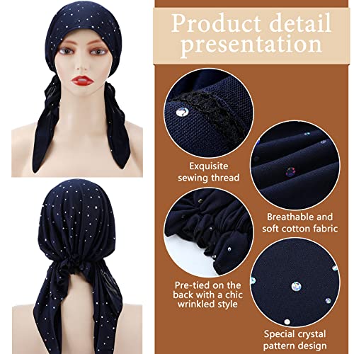 Image of Geyoga 6 Pcs Chemo Headwear for Women Pre-tied Head Scarf Headwrap, Sequin