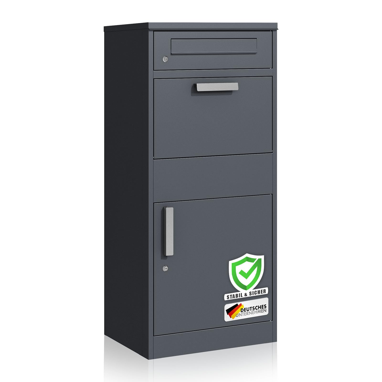 Floordirekt Boîte aux lettres et boîte à colis inoxydable et massive XXL - Boîte aux lettres sur pied moderne avec serrure à cylindre - Boîte aux lettres Francois