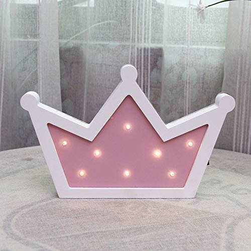 LXHK Lampe Murale Bois Interieur avec Interrupteur, Lampe de Chevet Enfant à Batterie, Applique Murale Animal de Dessin Animéde, Couronne Princesse Enfant a Decorer Chambre Fille, 2 Pack,Rose Cover
