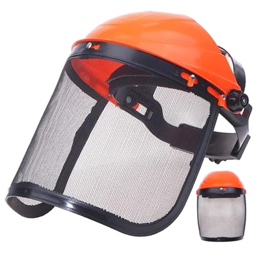 Hbbgdiy Adjustable Steel Mesh Full Face Shield for Weed Whacking, Breathable Splash-Proof Protective Mask with Sponge Forehead, Safety Grill for Gardening, Grinding & Chainsaw Work