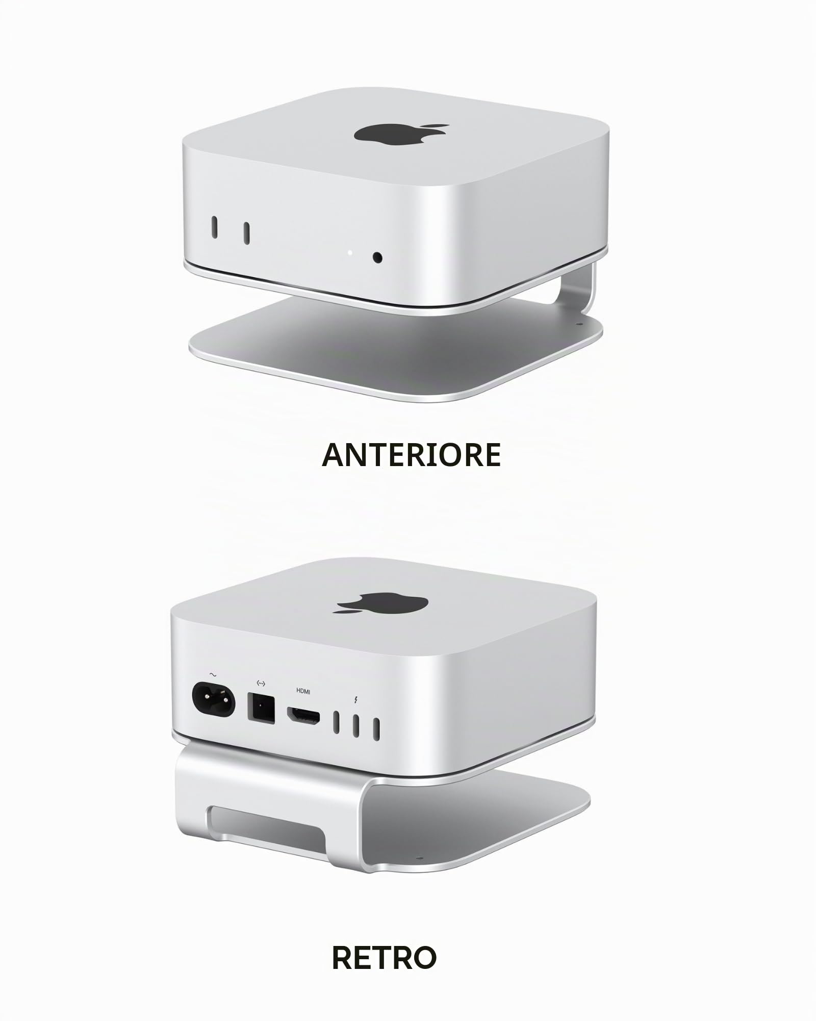 Supporto per Mac mini M4, supporto in alluminio per Mac mini M4 e M4 Pro 2024, freddo integrato, accesso al pulsante di accensione, antiscivolo │ Accessori