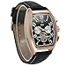 FORSINING Men's Automatic Self-Winding Rectangle Watch Calendar Genuine Leather Strap Tourbillon Watch