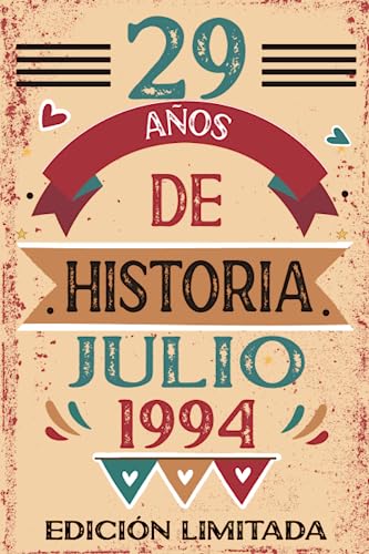 29 Años De Historia Julio 1994: Libro de visitas, cuaderno, 110 páginas de felicitaciones, idea de regalo, regalo Para la esposa, novia, mujer, La madre