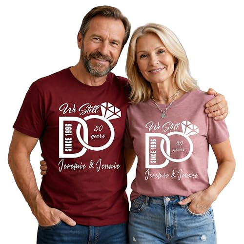 Image of Anniversary Matching Shirts, for Couple, Heart Design T-Shirt Set, Wedding Present, Honeymoon Outfit