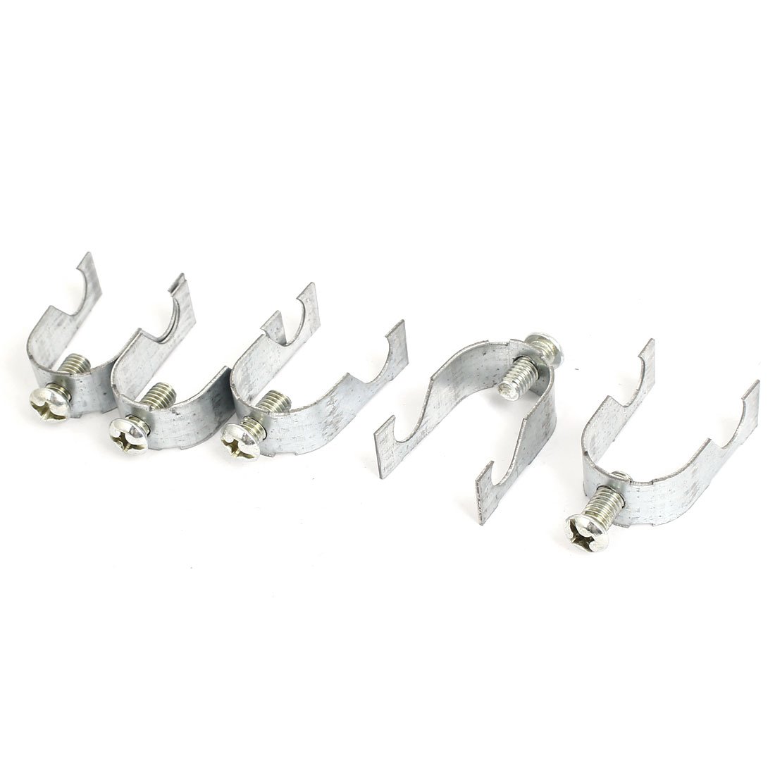 Aexit 5pcs (Home hardware) V Shape Line Hose Pipe Clamp Clip Fastener Support 20mm Dia (21ry407qf73) Silver Tone