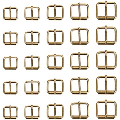 Coolty 75PCS Bronze Metal Roller Buckles, Belt Hardware Pin Buckle for Bags Leather Belt Strap Hand DIY Accessories, 13mm/16mm/20mm/25mm/32mm Cover