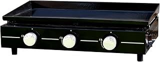 Cook’in Garden - Plancha de gas exterior, 3 quemadores para 10 personas, placa de acero esmaltado antiadherente, bandeja recuperadora de grasa amovible, ideal terraza y jardín