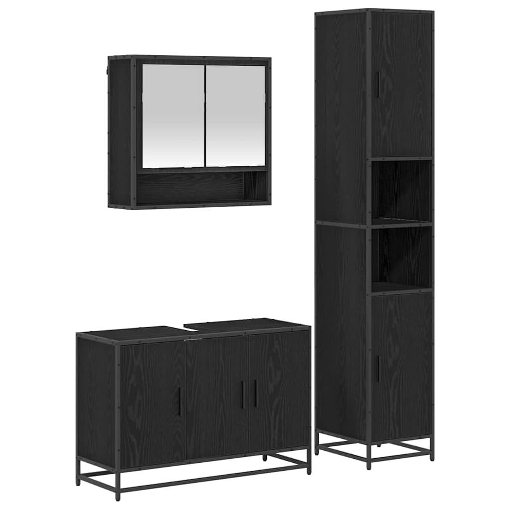 3-TLG - Mueble de baño (35 x 37,5 x 188,5 cm, madera de roble, ahorra espacio)