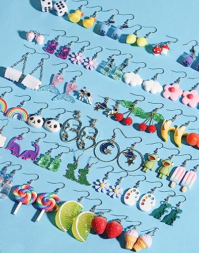 40 Pairs Fun & Funky Weird Earrings: Novelty Earring Collection for Women– Mushroom, Gummy Bear, Boba, Duck, and More! (Bulk Pack)3