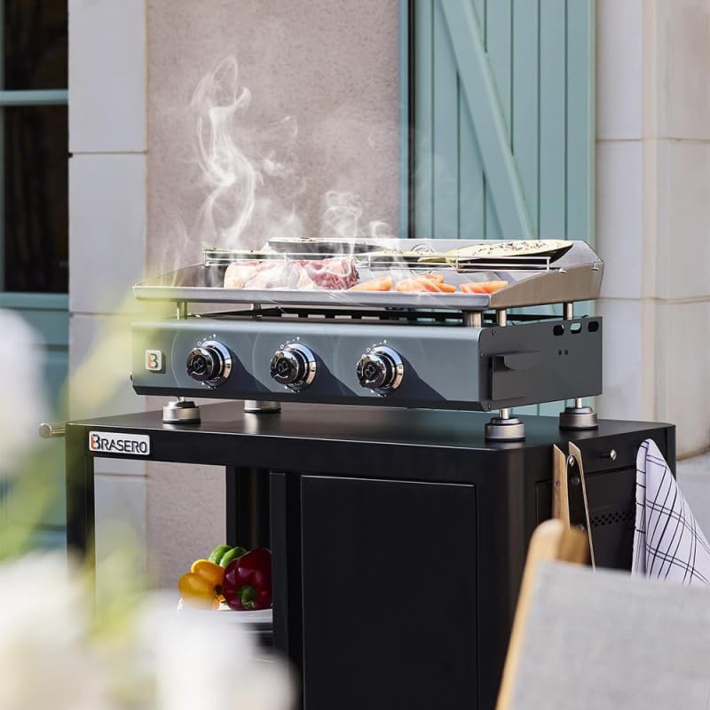 BRASERO BY FAVEX - Plancha gaz Silvia IIG 3 feux inox - 7,5 kW – plaque inox 5 mm – cuisson homogène – surface 67 x 34 cm – 8 à 10 convives