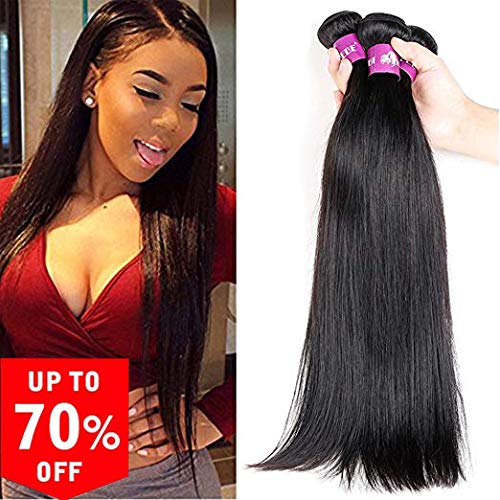 HEBE Brazilian Straight Hair 3 Bundles 10 12 14inch 300g Grade 10A Virgin Straight Human Hair Bundles Natural Black Color Brazilian Hair Weave Straight