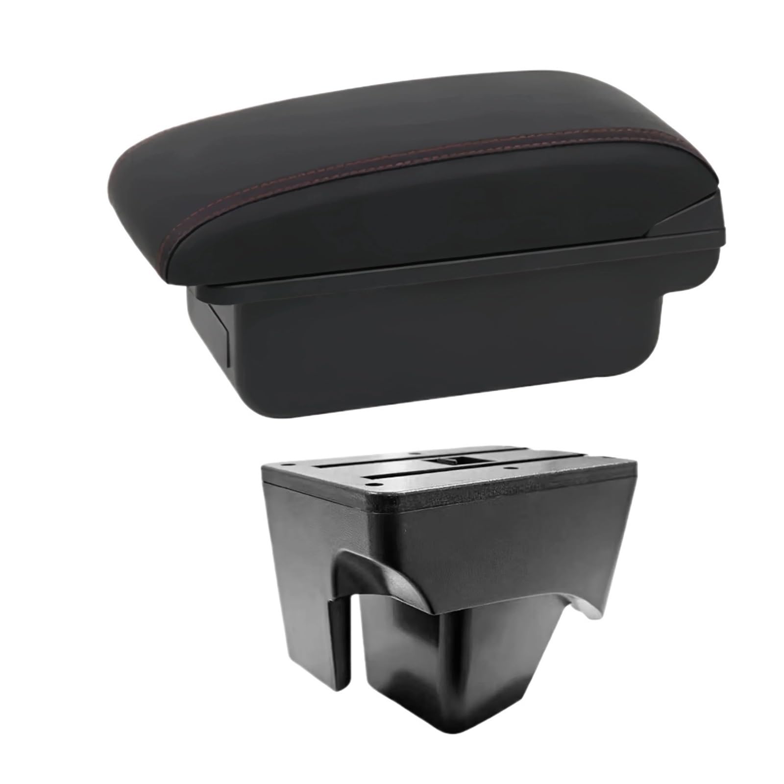 UMDJJU For VW For TERA 2025 Leather Arm Rest Center Car Armrest Interior Modification Box Console Storage USB Car Centre Console Armrest Box(B1 Red Line)