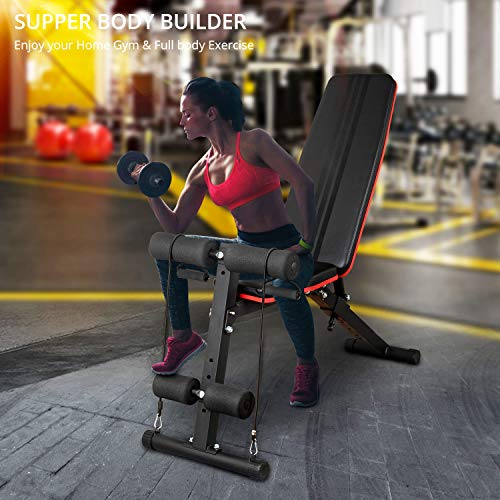 U’King Adjustable Weight Bench - Utility Weight Bench for Full Body Workout- Foldable Flat/Incline/Decline Perfect for Bench Press, Sit-ups, Leg Lifts, Full Body Fitness(Black)