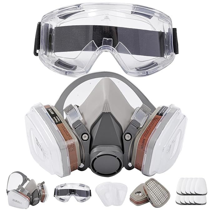 Reusable Half Face Respirаtor- Dust-proof Face Cover and Gas Cover Organic Vapor Mask,Protection for Painting, Mechanical Polishing, Logging, Welding and Other Work-image-9