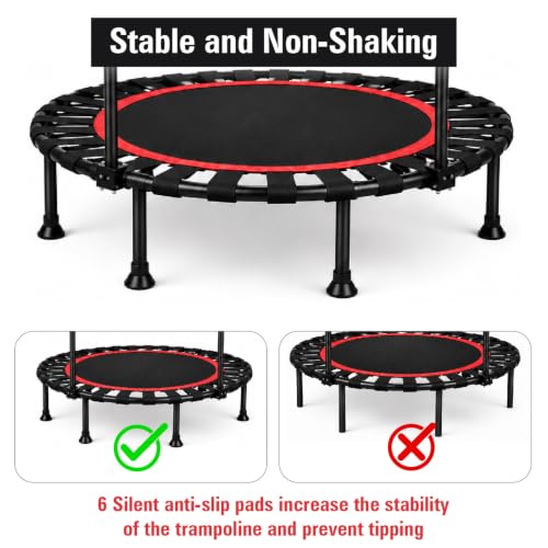 Image of Toy Imagine 40-Inch Mini Trampoline for Adults & Kids with Adjustable Handrail Foldable & Portable Heavy-Duty Indoor & Outdoor Fitness Rebounder, Compact Exercise Jumper for Workout Maximum Load 80 kg