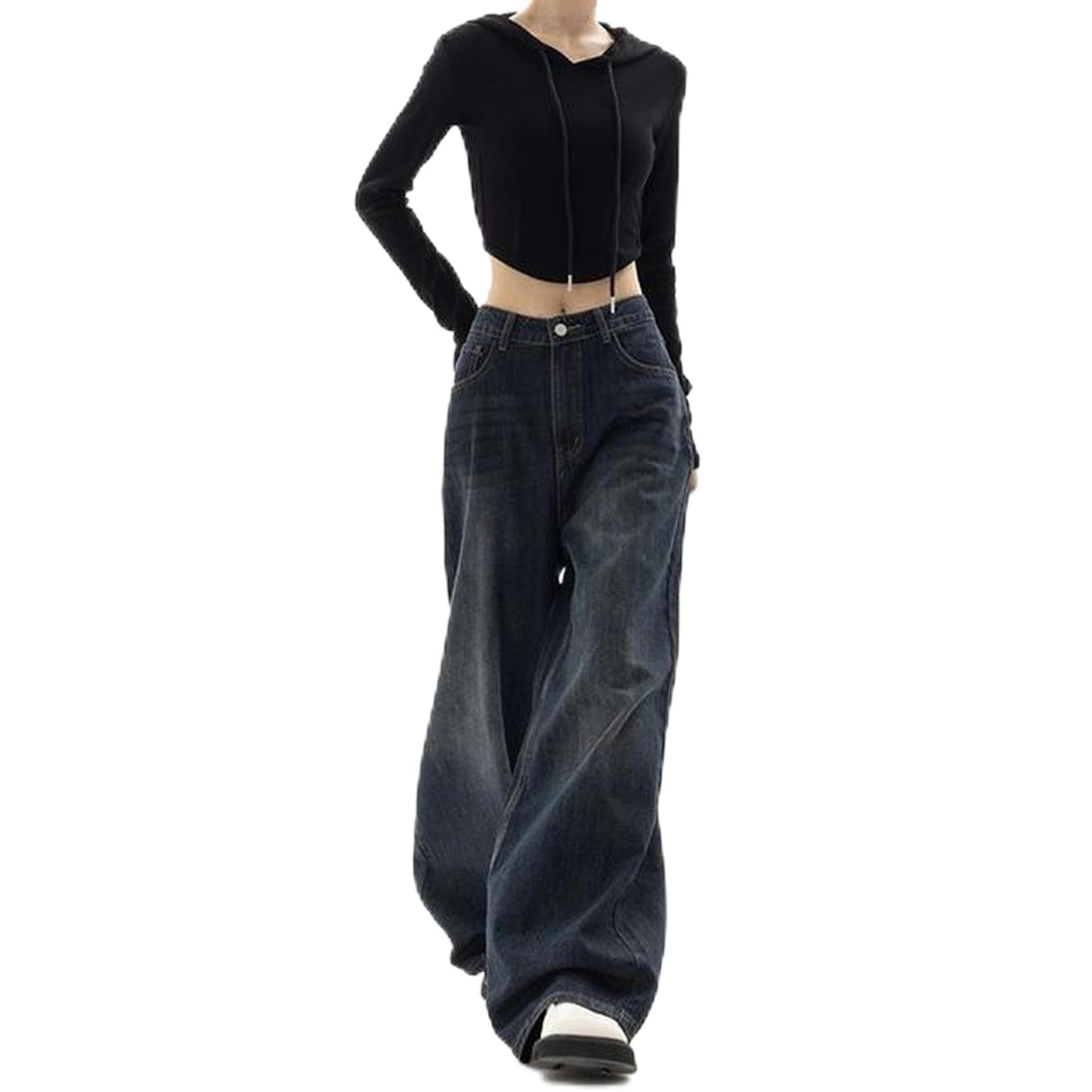 Jean Vintage à Jambes Larges pour Femmes, Pantalon en Denim, Baggy Harajuku, surdimensionné, Streetwear Grunge Y2k, Pantalon d'automne, Mode coréenne Flare