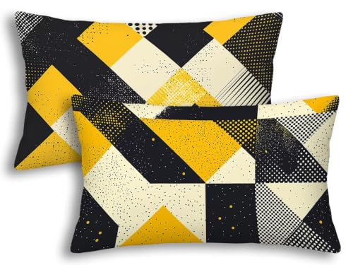 Fundas Cojines Rectangular para Cama y Sofá de Terciopelo Amarillo Decoración Dormitorio 2