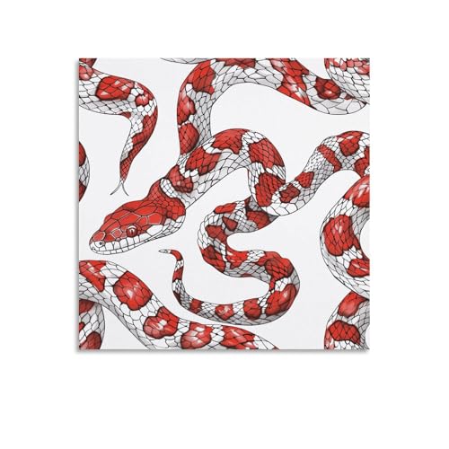 Toile murale abstraite serpent blanc et rouge, art esthétique 60cm