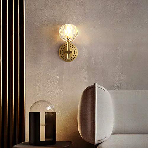 Lámpara de pared de vidrio de cobre posmoderna para iluminación de pasillos y dormitorios 5