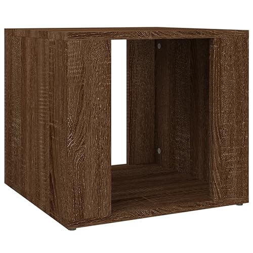 PUGYNBK Mesita de noche en roble marrón 41x40x36 cm de madera con almacenamiento para revistas y libros