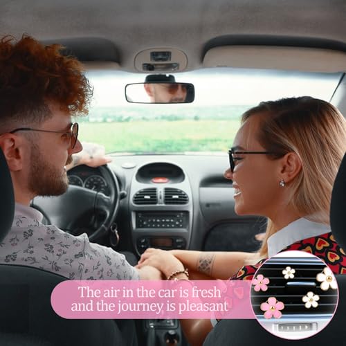 Image of 8 Pcs Air Vent Clips Car Accessories Cute Car Air Freshener Vent Clip Daisy Flower Airs Conditioning Outlet Clip for Women for Vents Cars Interior Decor Dashboard Accessories 4 Size, White, Pink