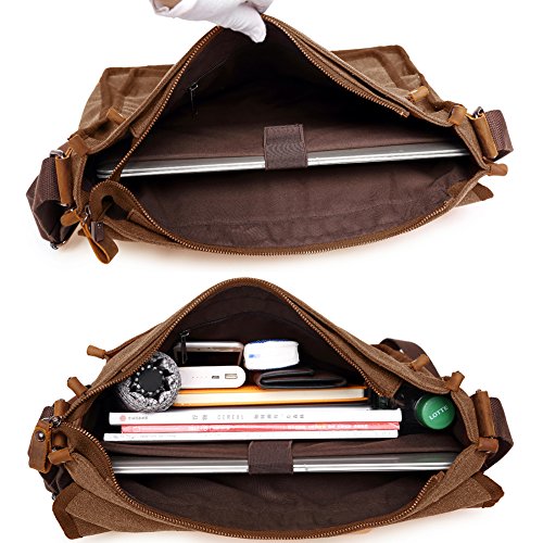 Men Women Vintage Canvas Leather Crossbody Bags Stylish Messenger Field Bag
