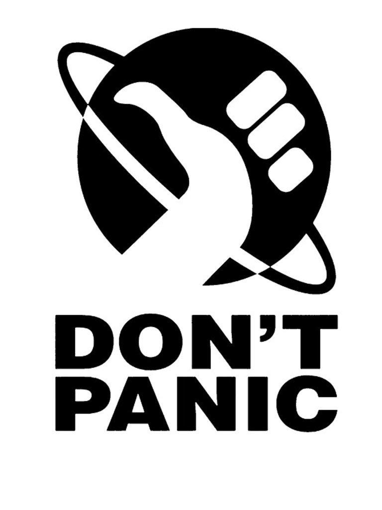 Leo70 MR.CI Don 't Panic Hitchhiker's Guide Black 6.5 inches Vinyl Decal Sticker for Cars Trucks Suvs Laptops Tool Box Wall Art