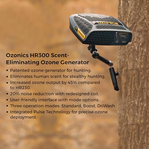 Ozonics HR300 Scent Eliminator | Ozone Generator for Hunting with Boost Output Setting | Scent Control with 3 Modes of Operation | Ozone Odor Eliminator Machine with Rechargeable Battery & Tree Mount