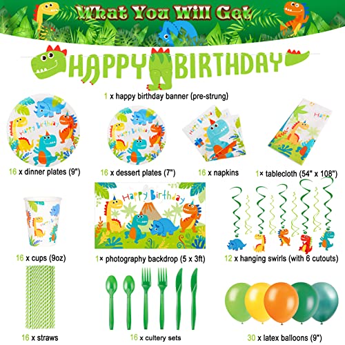 Decorlife FT-ZH-QDA039 Dinosaur Birthday Party Supplies Serves 16 thumb #1