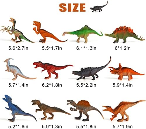 VEYLIN Realistic Looking Dinosaurs,12 Large Plastic Assorted Dinosaur Toys Dinosaur toys for boys and girls