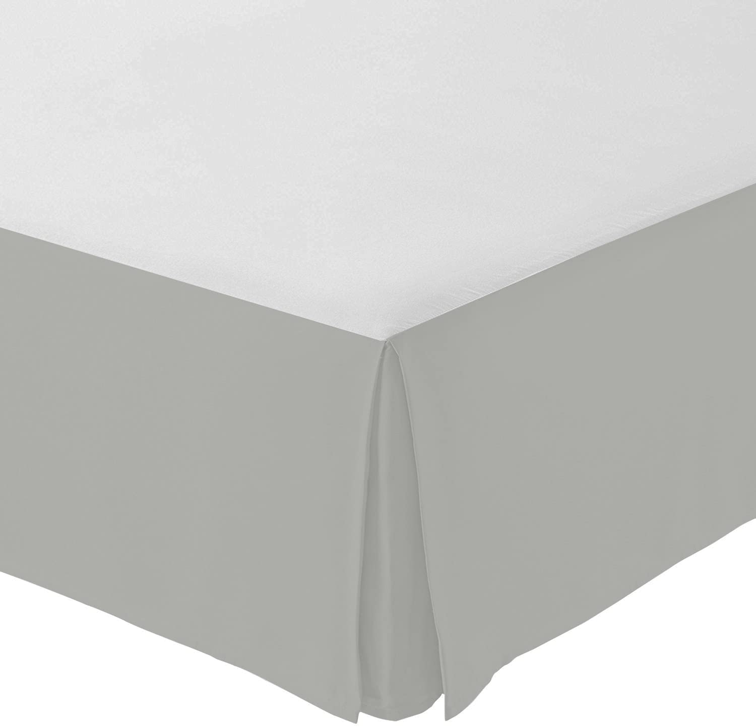 MISR LINEN 1000 TC Solid Box Pleated 1pc Bed Skirt 15 Inch Drop Easy Fit, Double (48 X 72 Inches) Silver