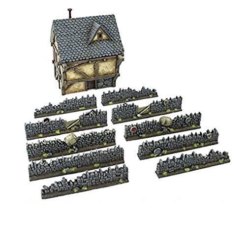 War World Gaming Muros fantasy de resina com detalhes especiais e casa de campo - Wargames jogo de diagrama cerca cenografia modelismo miniatura massa modelo Warhammer seguimento envio