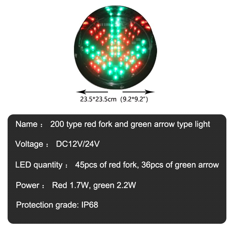 Feu de signalisation TR 12V 24V avec indicateur flèche rouge verte LED