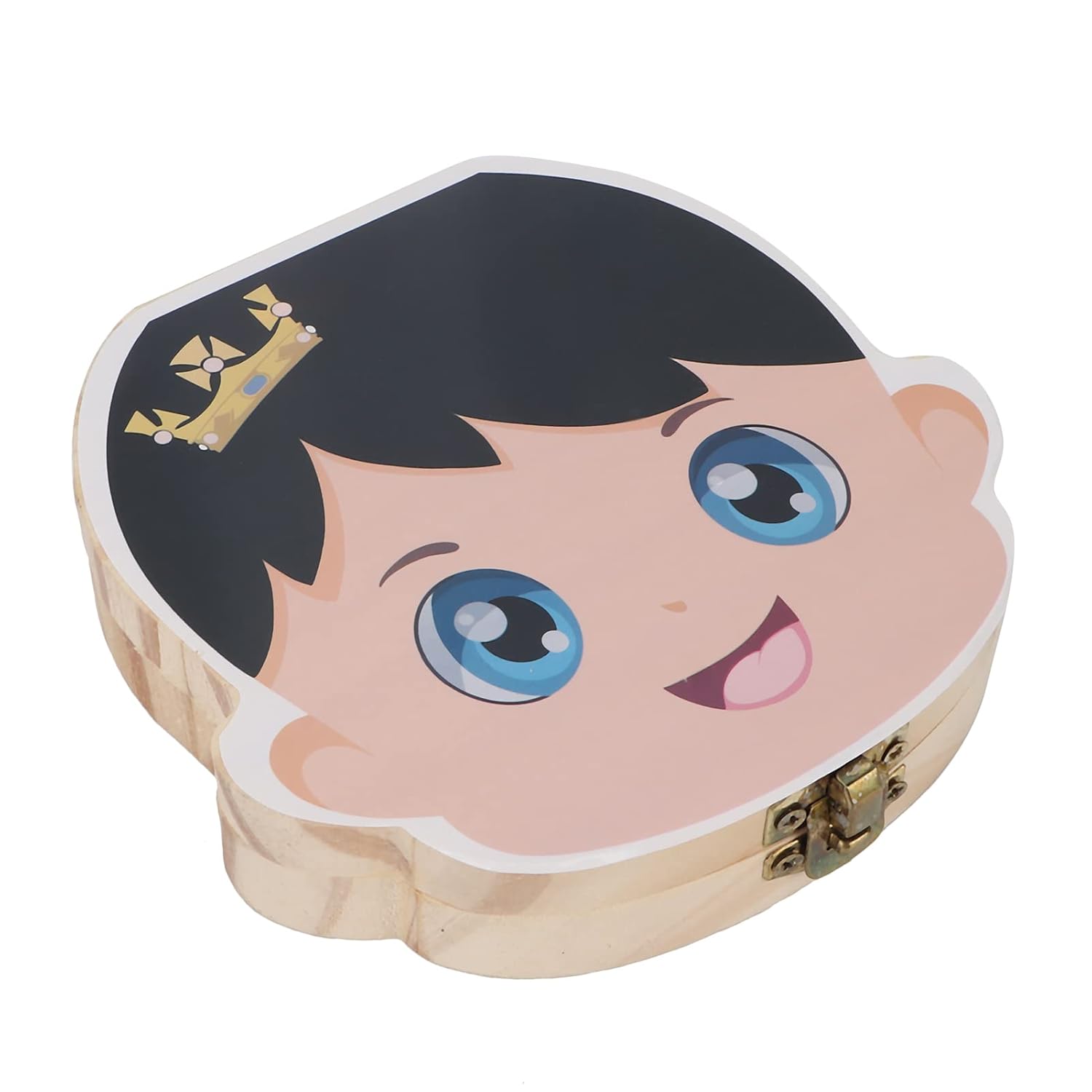 Baby Tooth Keepsake Box, Baby Wooden Tooth Box Individual Holes Primary Teeth English Kids Keepsake Box (Boys Type)