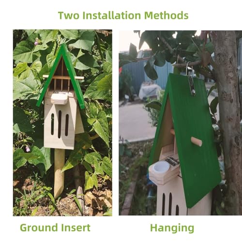 pitehaso Butterfly House and Feeder, Wooden Butterfly House with Stake and Haning Hooks Natural Butterfly Habitat Butterfly Shelter for Outdoor Garden Decor