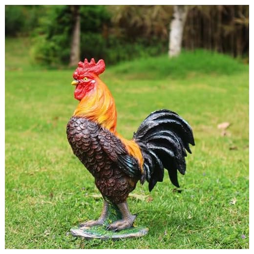Handsider Rooster Garden Statue Decorations, Outdoor Sculpture Chicken Farm Animals Decoration, Chicken Gift Home Decor for Backyard Patio & Lawn Ornaments (Rooster)