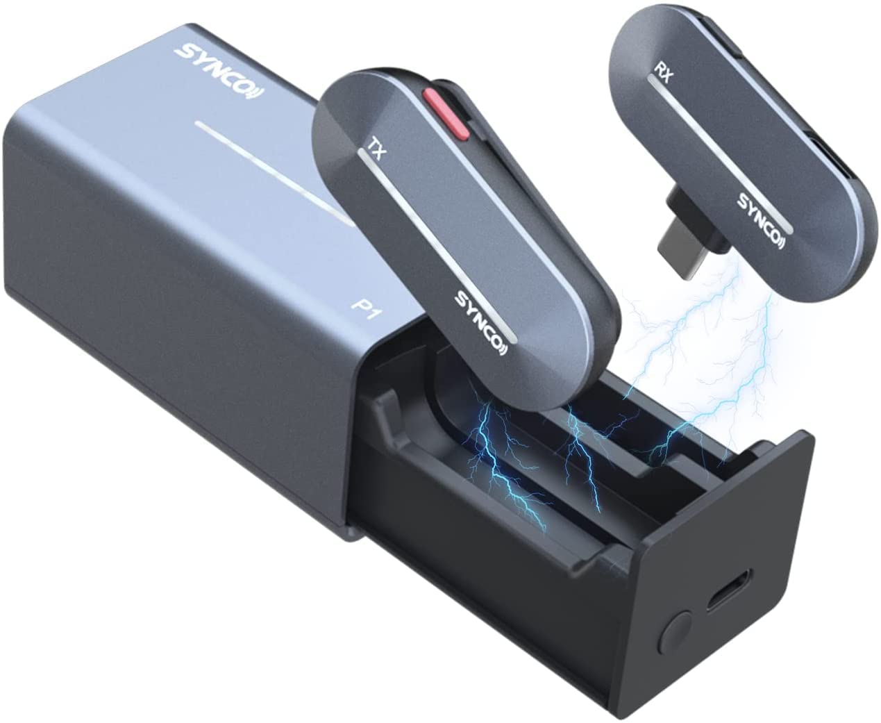 SYNCO P1T Wireless Type-C Lavalier Smartphone Mic with Charging Case for Android Phones Tablet Huawei Xiaomi Redmi Samsung use for Vlogs, YouTube, TikTok