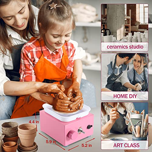 Shikha Mini Pottery Wheel for Kids 5.2 * 5.9 * 4.4inch,Electric Air Dry Ceramic Wheel with Turntable 24W Adjustable Speed DIY Clay Wheel Machine for Teaching Pottery Bar Home Use()