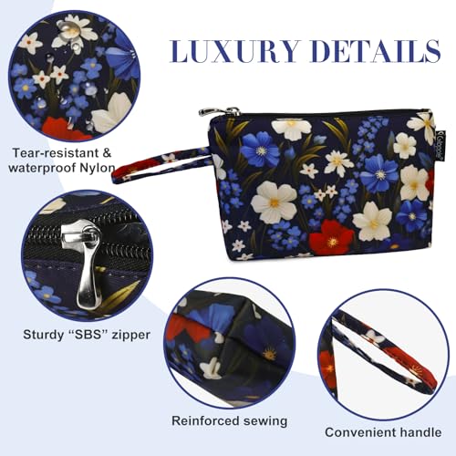 Image of Gloppie Makeup Bag Small Cosmetic Bag for Purse Make up Pouch for Women | Compact Travel Size, 4 Inner Storage Pockets, Multi-Use Pouch for Cosmetics & Jewelry,Teacher Appreciation Gifts