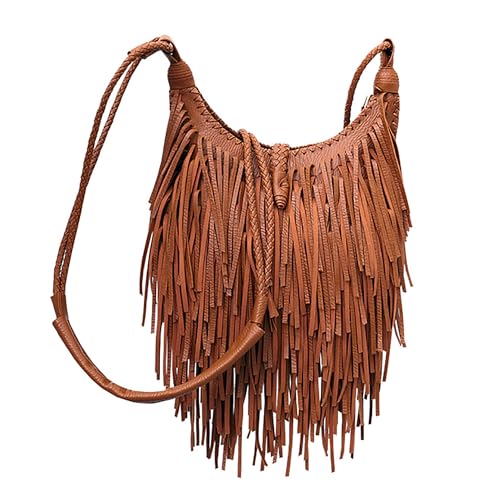 Tassel Shoulder Bag Vintage & Stylish Women PU Leather Bohemian Fringed Crossbody Shoulder Hobo Fringe bag