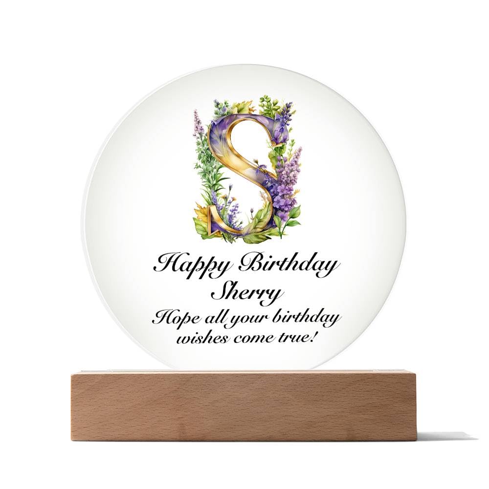 Amazon.com: Happy Birthday Sherry v02 - Circle Acrylic Plaque