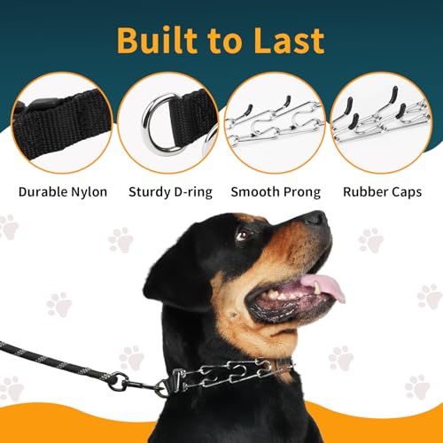 Mayerzon Prong Collar for Large Medium Small Dogs Pitbull Doberman Rottweiler, No Pull Dog Collar with Buckle & Extra Links for Walking Training, Adjustable and Easy to Use