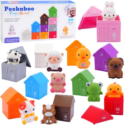 ZUSUZU Giocattoli Montessori con 10 Animali Della Fattoria per Bambini 1 2 3 Anni | Giocattolo Sensoriale E di Apprendimento Motorio | Set Selezione Colori E Impilabile | Regalo per Natale Machen