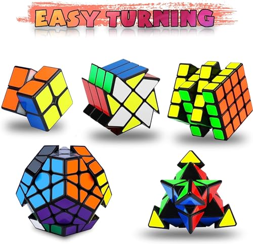 Image of Speed Cube Set, Puzzle Cube, Magic Cube 2x2 4x4 Pyraminx Pyramid Megaminx Fenghuolun Puzzle Cube Toy Gift for Children Adults, Pack of 5