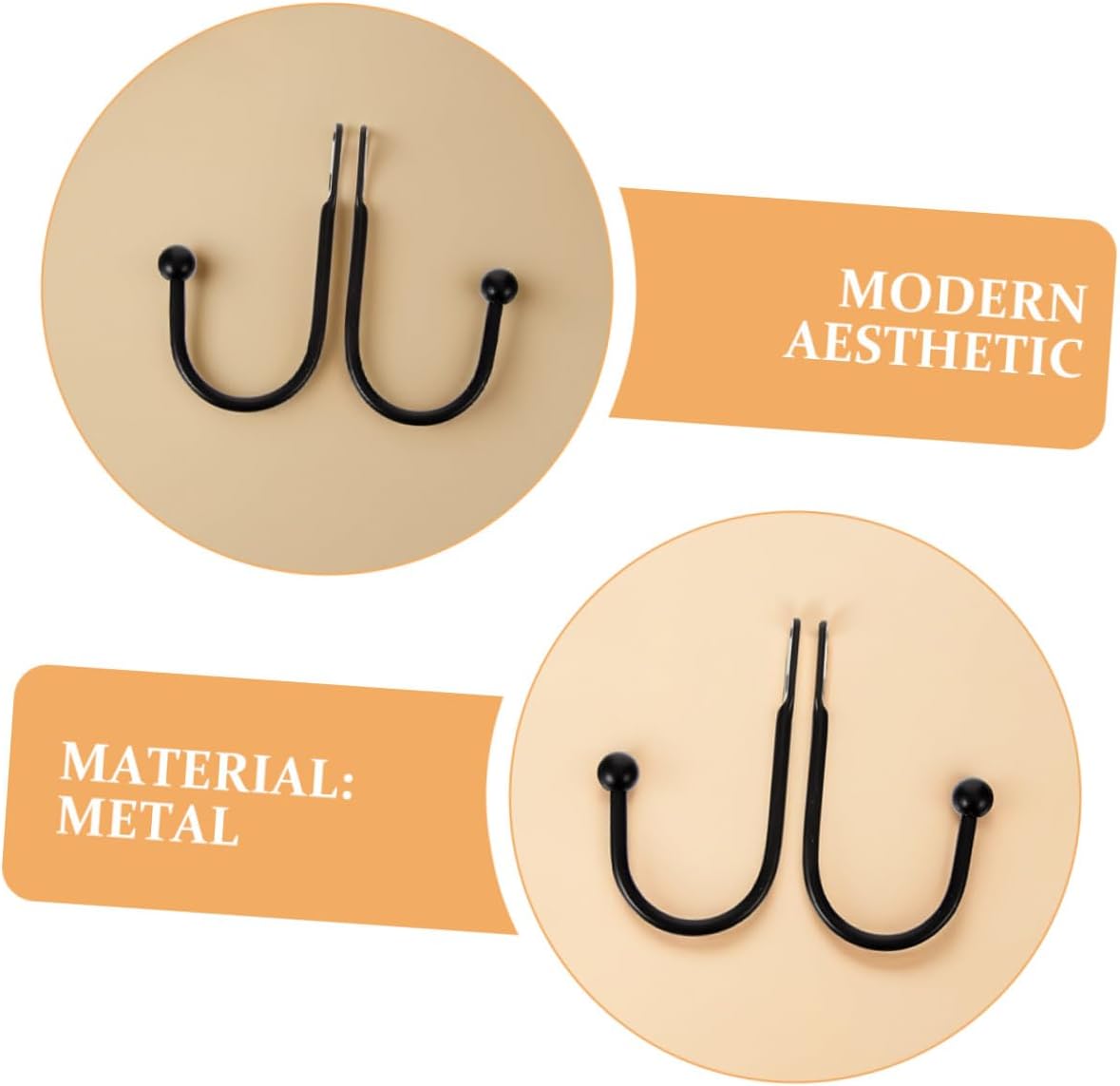 4pcs Black Metal U-Shaped Curtain Holdbacks Tie Back Hooks for Drapes Wall Mounted Curtain Holders Heavy-Duty Window Treatment Hardware for Living Room Bedroom
