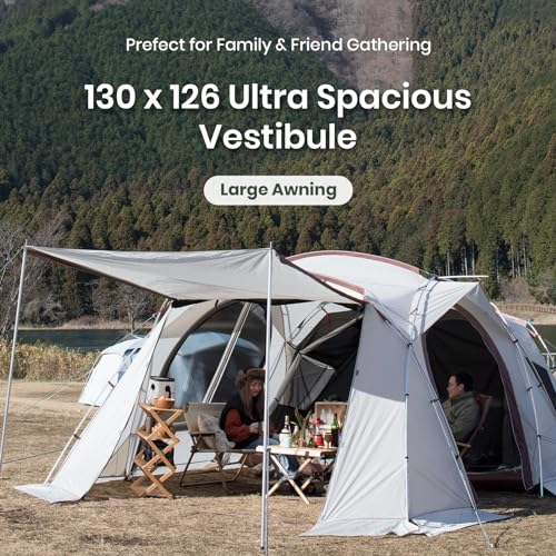 Carpa para camping con porche y divisores para 4 personas miniatura 3