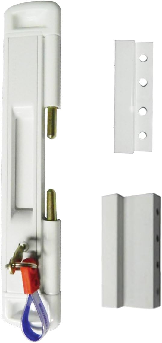 CAL Slide-Lok - Sliding Patio Door Lock for Single Doors with 2 Keep Options (White)