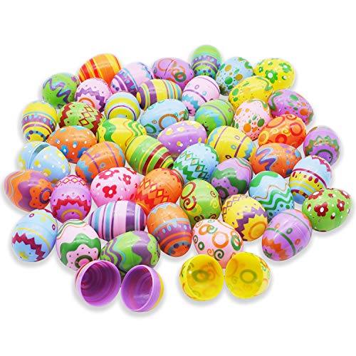 JOYIN 48 Pcs Plastic Printed Bright Easter Eggs 2.3" Tall for Easter Hunt Basket Stuffers Fillers, Classroom Prize Supplies - Image 3